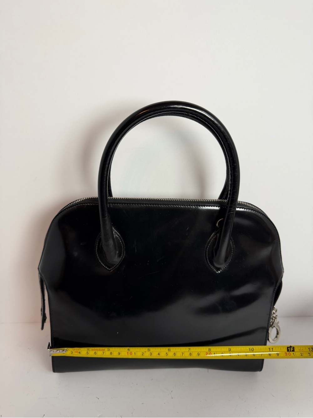 Salvatore Ferragamo Gancini Black Patent Leather Handbag Satchel - Picture 2 of 14